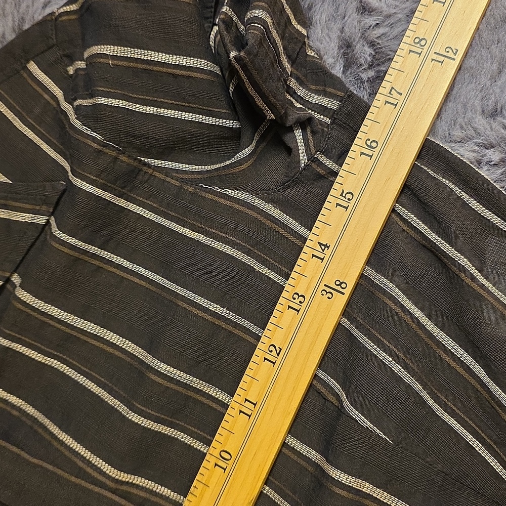 Escada Brown and Cream Striped Button Down Short Sleeve Y2k 90s See Measurements - Picture 8 of 15
